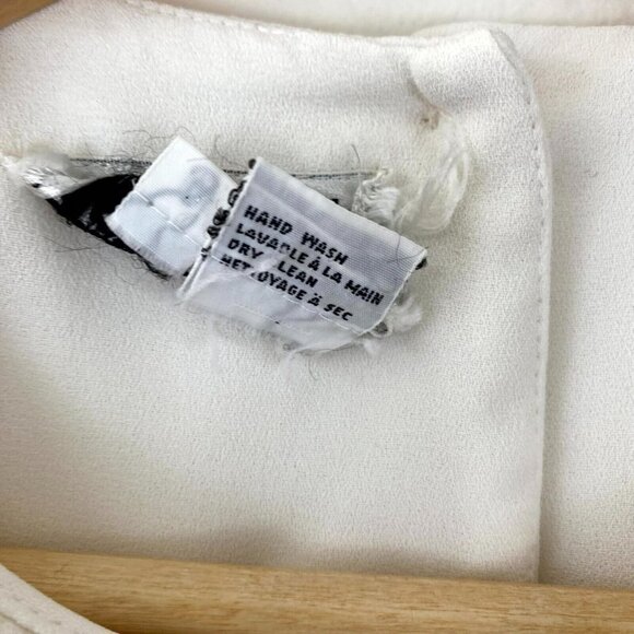 Vintage Pierre Cardin Bib Collar Maxi Dress Womens Sz 14 White Red Modest Sheer - Picture 8 of 16